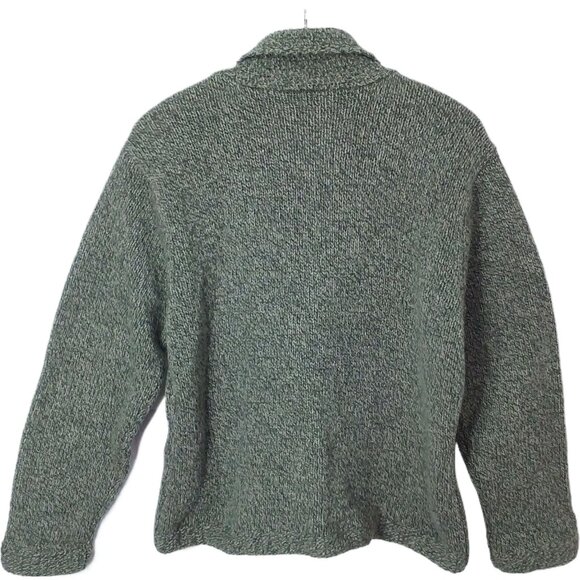 Vintage 80s Talbots Cardigan Sweater Lady-L Wool Scallop Shawl-Collar Olive - Picture 6 of 9